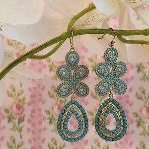 Faux turquoise chandelier earrings